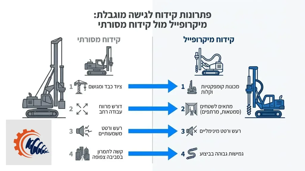 ציוד קידוח מיקרופייל בפרויקט בעל גישה מוגבלת